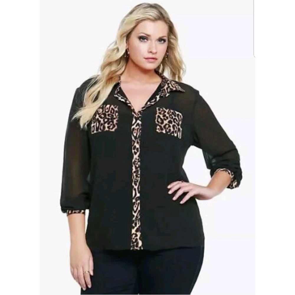 Trendy Chiffon Button Up Blouse